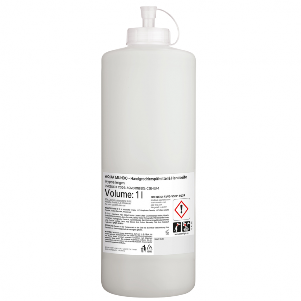 Aqua Mundo - Liquide vaisselle et savon pour les mains pour peaux sensibles, 1 litre
